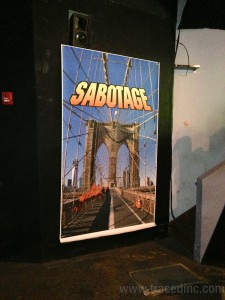 They were handing out fake mustaches and you can get your photo taken in front of the Sabotage sign.
